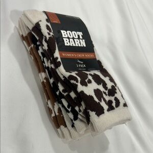 Women’s Crew Socks - Brown & Cream Leopard Print (3 Pack)